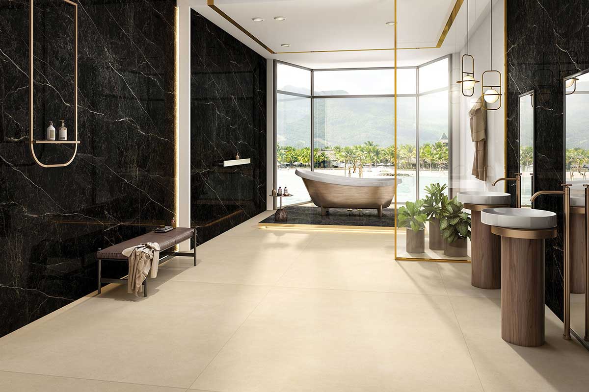 Atena Nero (black Body) - Vitronite - 120x180 Cm - Polished Vitrified Tiles